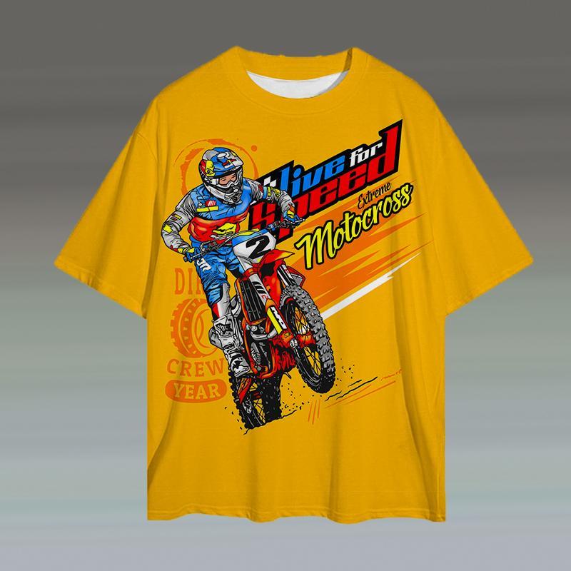 3d Motorcycle Print Short Sleeve T-Shirt For Men Summer Retro Men's T-Shirt Fashion Casual Tee Loose Oversized Tee 2024 New Tops