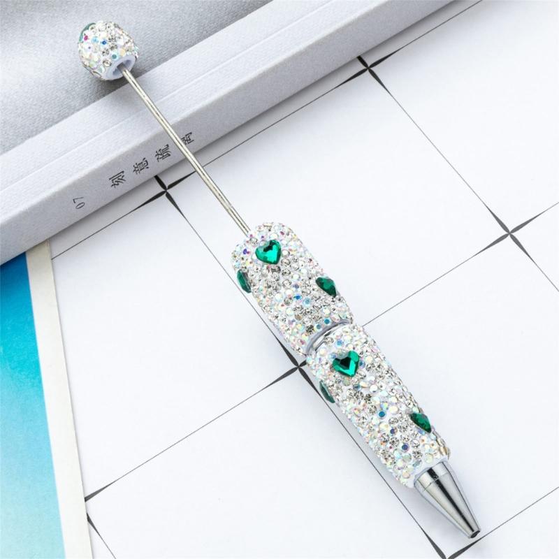 6pcs Rhinestones Fancy Pen Ballpoint Pen Smooth Writing Pen 1.0mm Glittering Beadable Pen Stationery Pen for School