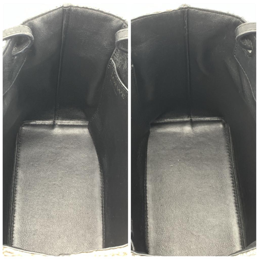 LOEWE Repeat Anagram Jacquard Square Tote Shoulder Bag Canvas Calf Leather Navy Blue Black