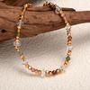 S925 Silver Natural Tourmaline White Crystal Color Treasure Necklace Women'S Personality Advanced Sense Handmade Beaded Temperament Clavicle Chain