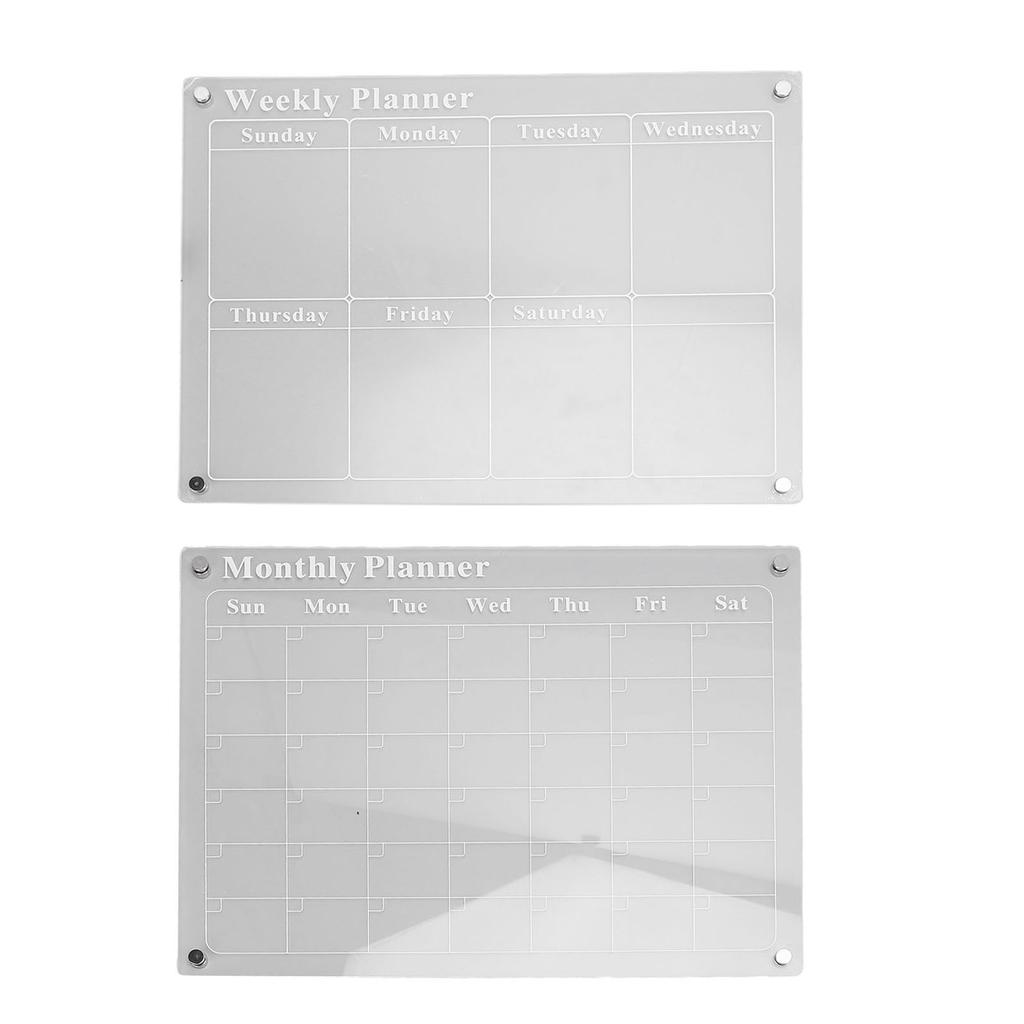 Monthly and Weekly Planning Board Set Clear Acrylic Dry Erase Board Schedule List Planner Calendar with 3 Color Pens