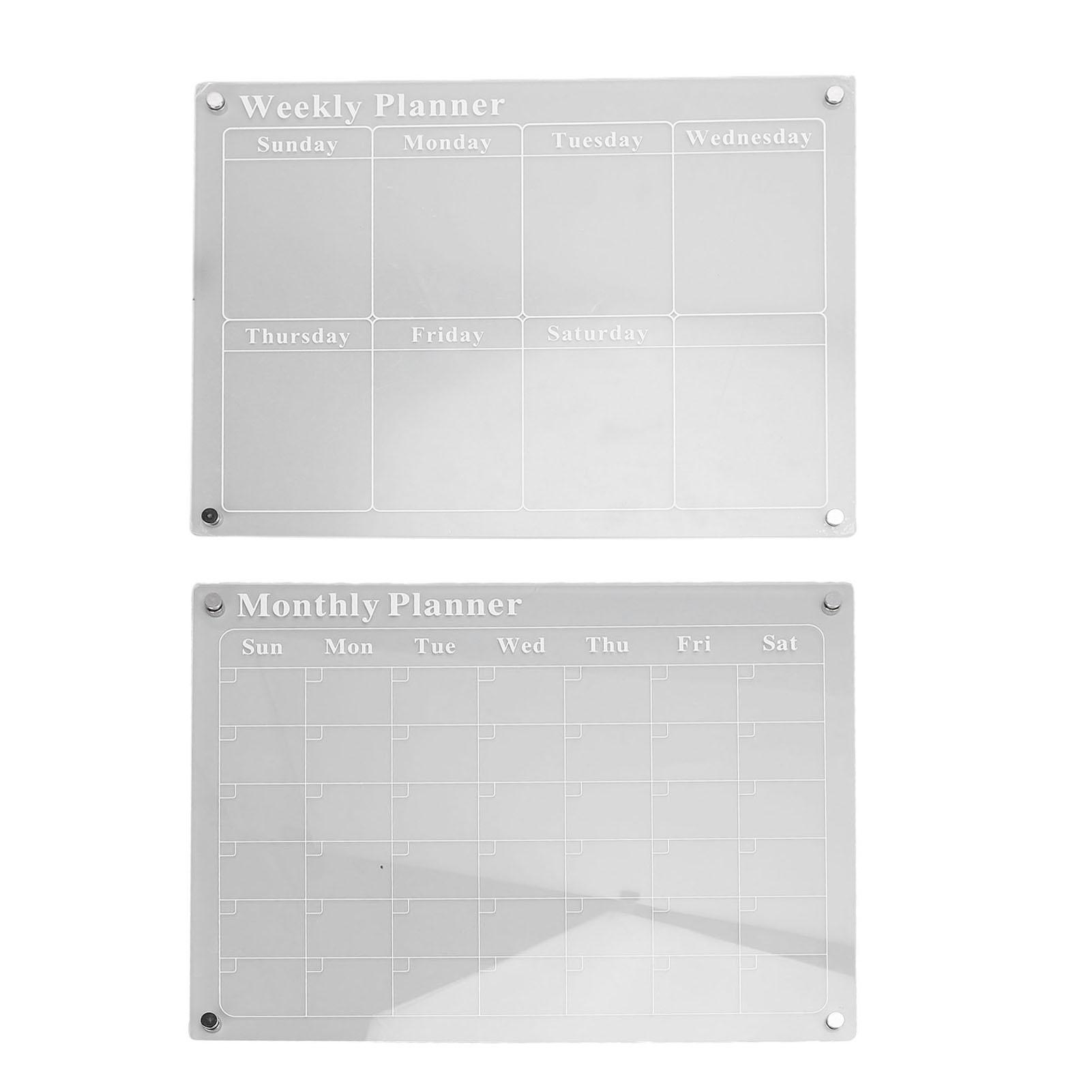 

Monthly and Weekly Planning Board Set Clear Acrylic Dry Erase Board Schedule List Planner Calendar with 3 Color Pens