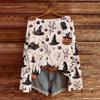 Women's Casual Long Sleeve Halloween Print Knit Pullover Top with Round Neck