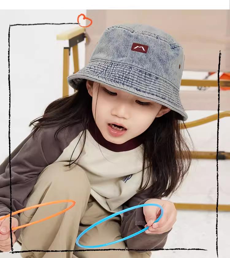 Children's Washable Denim Bucket Hat - Sun Protection for Baby, Kids, Boys & Girls