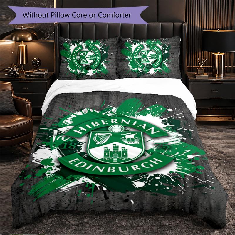 Biancheria da Letto a Tema Hibernian FC Set 3 Pezzi Copripiumino Biancheria da Letto Decorativa Per Stanza Adolescenti Decorazione Casa