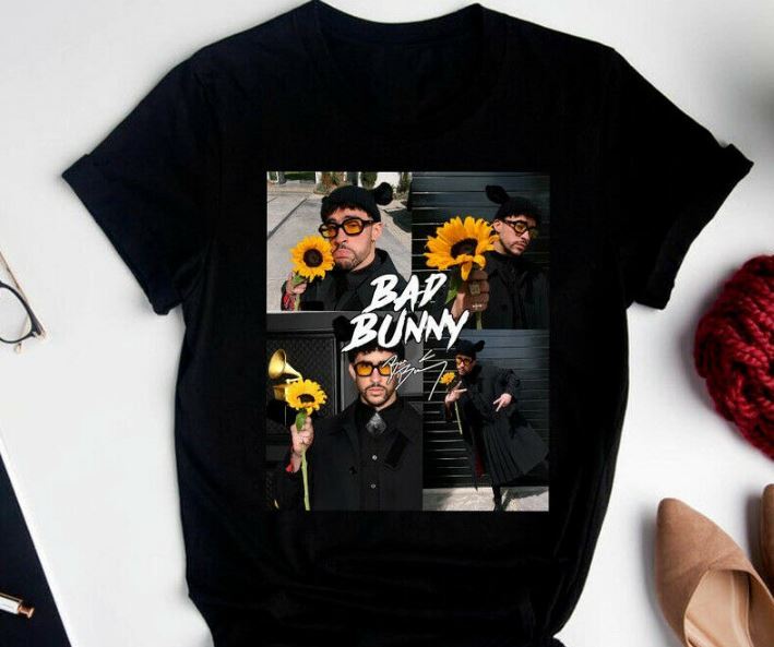 26 Bad Bunny Sunflower Unisex T-Shirt Vintage Gift For Men Women Black Cotton Tee Unisex T-Shirt XL