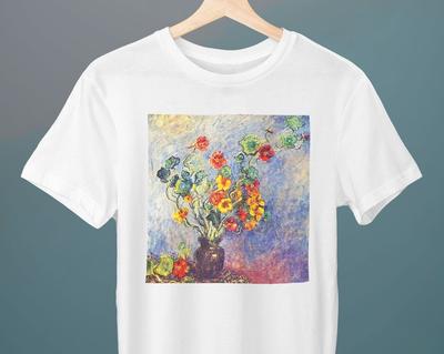 Vase of Nasturtiums, Claude Monet Painting, Unisex T-Shirt, Art T-Shirt, Flower T-Shirt, Gift for Her, Gift for Him, Art Lover Gift