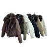 Womens Winter Short Puffer Coat With Detachable Faux Fur Collar Loose Fit Warm Cotton-Padded Jacket Daily Wear