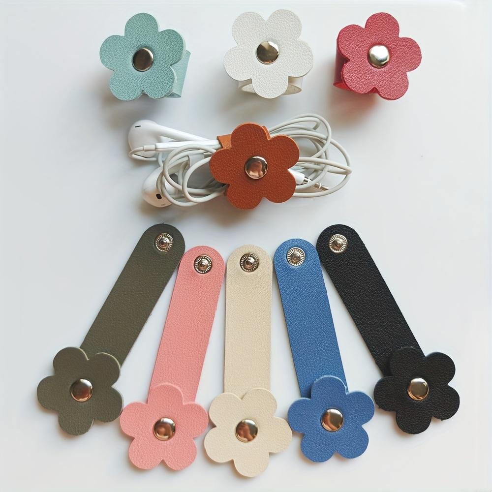 1pc-Flower-Shaped Cable Ties, Data & Earphone Cord Organizer Clips, Scarf&Tablecloth Decor, Mixed Color, Non-Washable