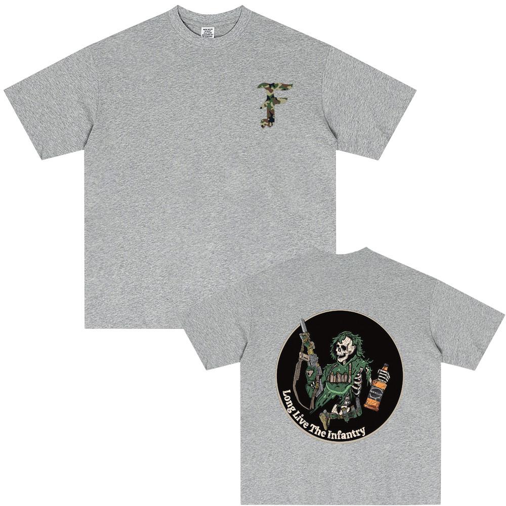 Forward Observations Group Tshirt Long Live The Infantry T Shirts Summer Man Vintage Oversized Tshirt Male Skeleton Print Tees