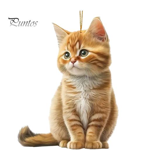 

Акриловый кулон в виде кошки с ремешком, легко подвешивается, легкий дизайн, очаровательная кошечка, рождественские украшения для елки оранжевый