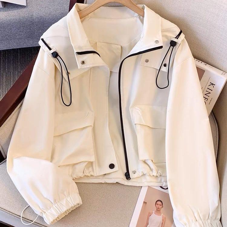2025 Petite Women's Spring/Autumn Workwear: Thin, Short, Loose Hooded Casual Jacket