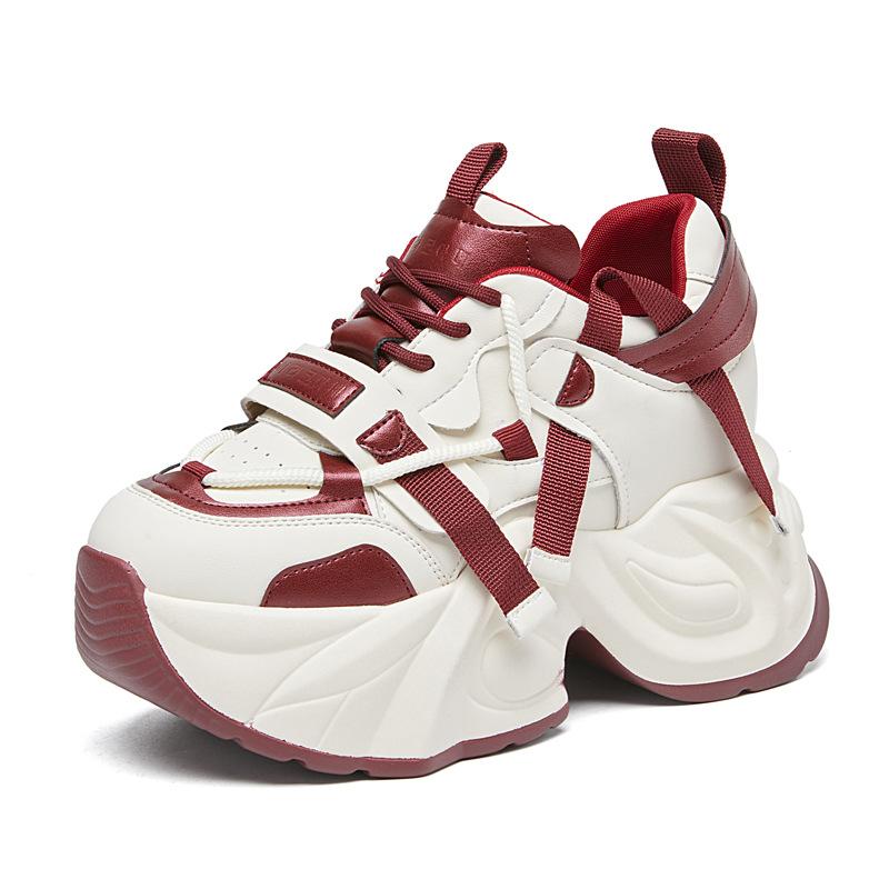 

Internet celebrity dad shoes women s super fire 2025 spring new thick-soled mesh breathable sports leisure inner height increase white shoes 39 красный