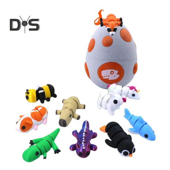 

Яйцо дракона с мини-животными, 3D-печатные шарнирные фигурки животных внутри яйца, карманная игрушка для питомца, игрушка для детей, подарок, пасхальная корзина, наполнители белый