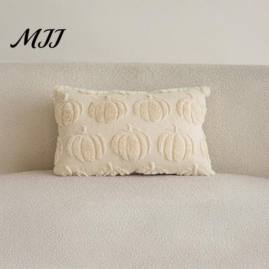 Fall Decor Pillow Case Pumpkin Pattern Pillowcase Solid Color Hide Zipper Soft Wool Pillowcases Velvet Halloween Cushion Cover Home Durable