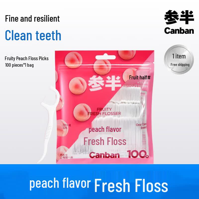 Semi-fruit Peach Flavored Dental Floss Sticks