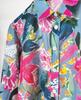 Clearance Women's French Art Print Silk-Cotton Button-Down Long Sleeve Shirt - Medium