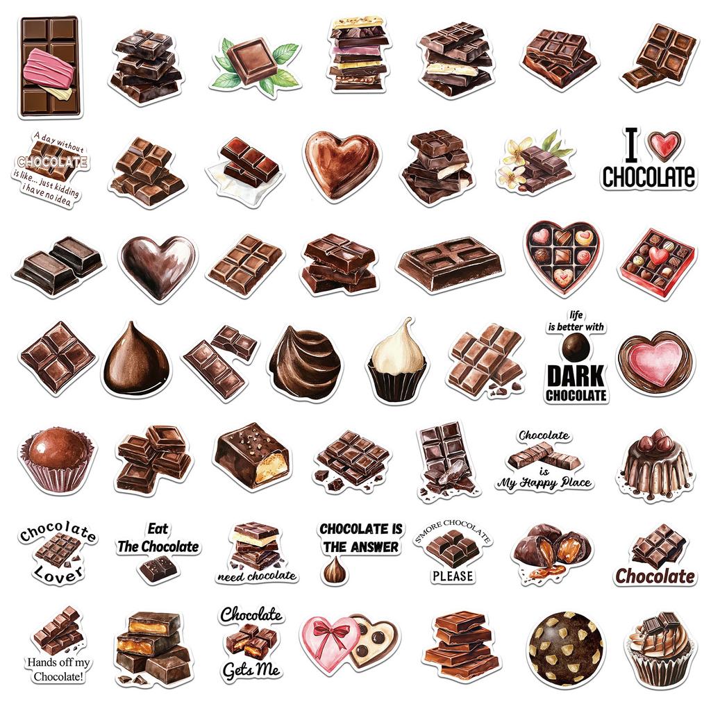 50PCS Chocolate Stickers Exquisite Handheld Materials Phone Cases Laptop Suitcases Water Cups Waterproof Stickers