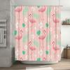 Pink Floral Shower Curtain with Birds Home Decor Bathroom Decorations Easy Installation Waterproof Fabric