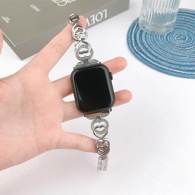 Do zegarka Apple Watch 10 46 mm/Ultra 2/Ultra 49 mm/9 8 7 45 mm/SE (2023) SE (2022) SE 6 5 4 44mm/3 2 1 42mm Pasek do zegarka ze stopu cynku z motywem serca