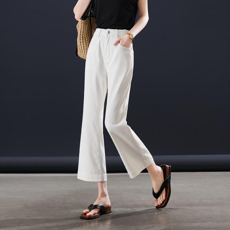 SOFSIL Women's White Cropped Micro-Flare Jeans