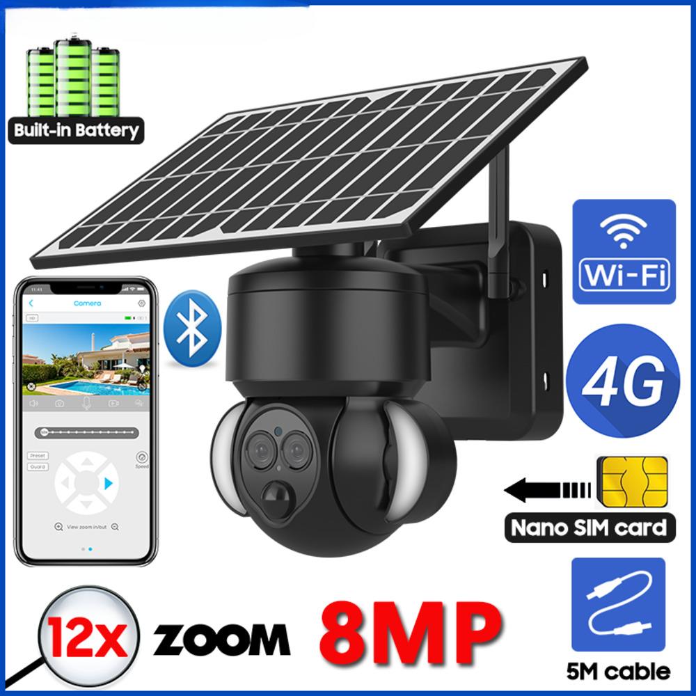 

4K Solar Charge 8MP HD IP-камера 4G PTZ Dual Lens 12X Zoom Outdoor Waterproof Security Cam CCTV Cam WIFI Surveillance Camera Only WiFi Camera