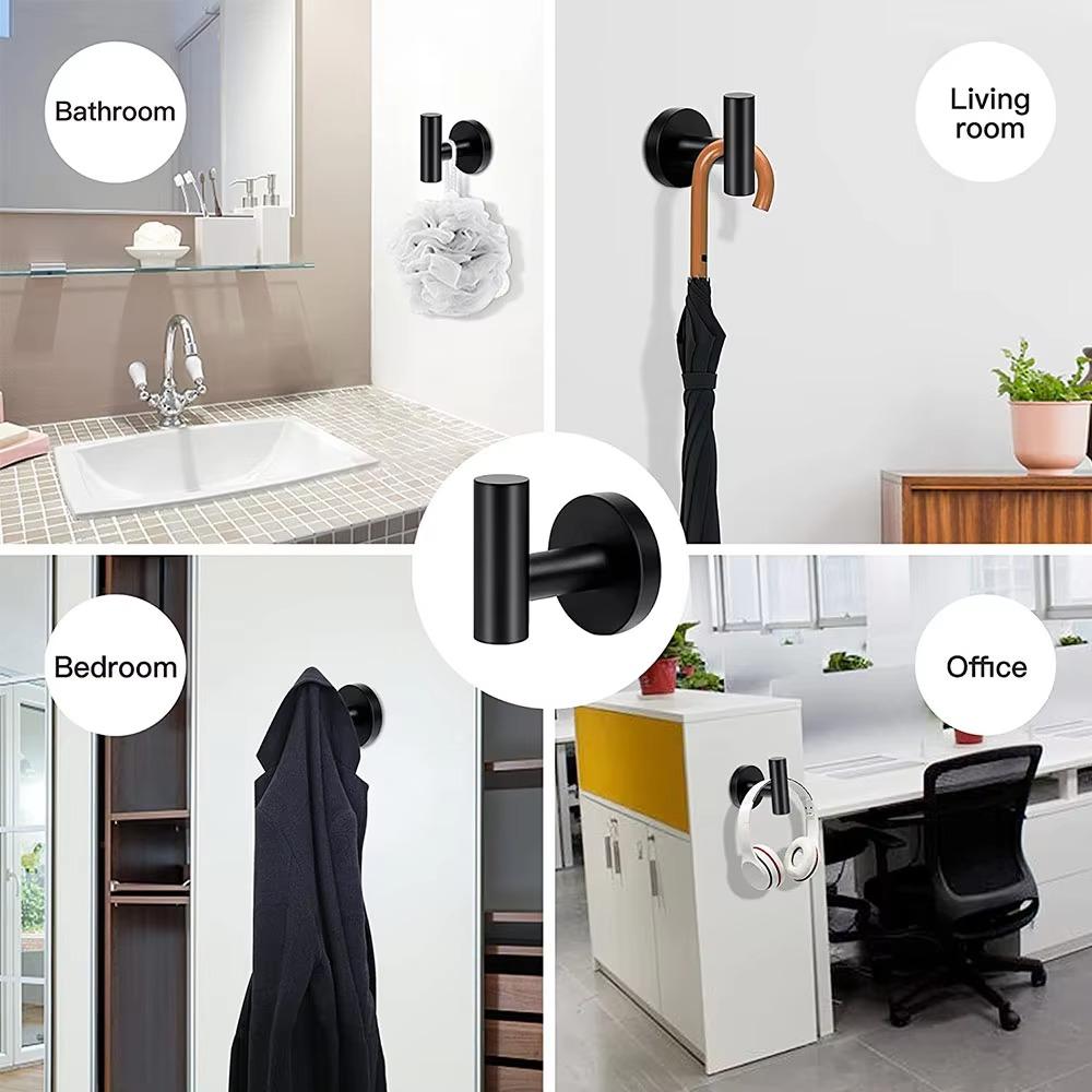 2PCS Stainless Steel Suction Cup Hooks Detachable Robe Hangers Space Saving Wall Hook  Bedroom