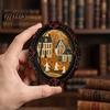 Dark Academia Home Decorations Halloween Wooden Refrigerator Magnets, Vintage Gothic Oval Frame Fridge Magnets with Witch Scary Crow Pattern