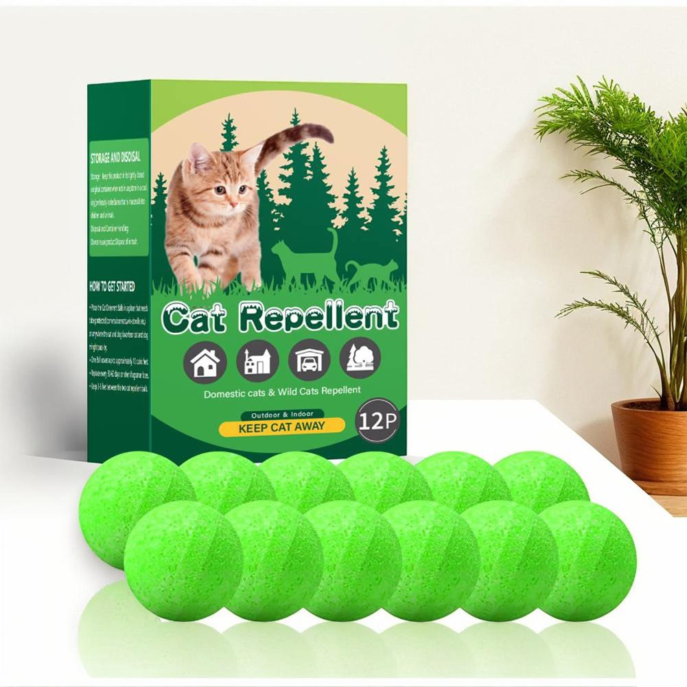 12pcs Cat Deterrent Outdoor Indoor Natural Peppermint Oil Cat Deterrent Ball Dog Repellent Keep Cats Off Lawn Yard Garden