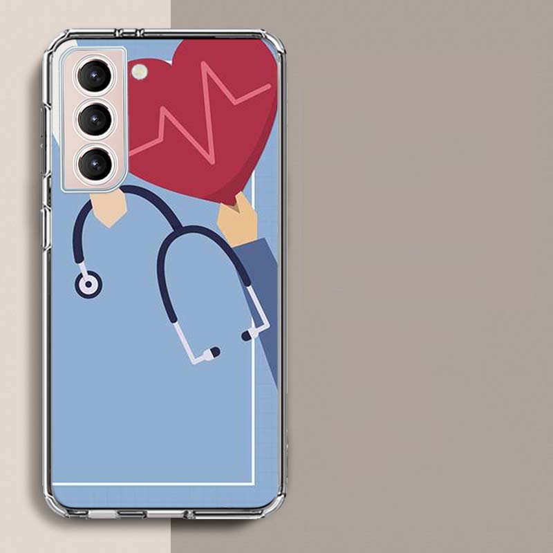 Nurse Medical Stethoscope Phone Case For Samsung S25+ Edge Galaxy S24 FE S23 Ultra Capa Shell S22+ S21 Plus S20 FE Cover Silicon