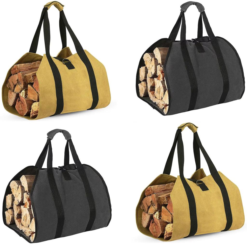 Outdoor firewood portable tote bag durable firewood storage bag sturdy buckle for easy carrying of logging bags
