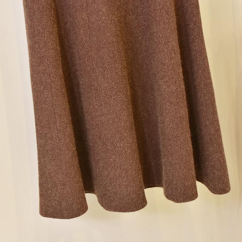 Women's Autumn and Winter High Waisted Elastic Knit Solid Colour Half-body Skirt