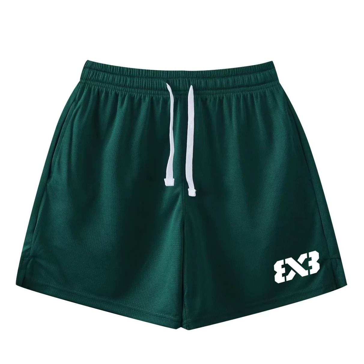 3x3 American Basketball Shorts Sports Shorts Men s and Women s Quick-Drying Breathable Running Fitness Summer Three Points Four Points below the Knee XXL зелёный