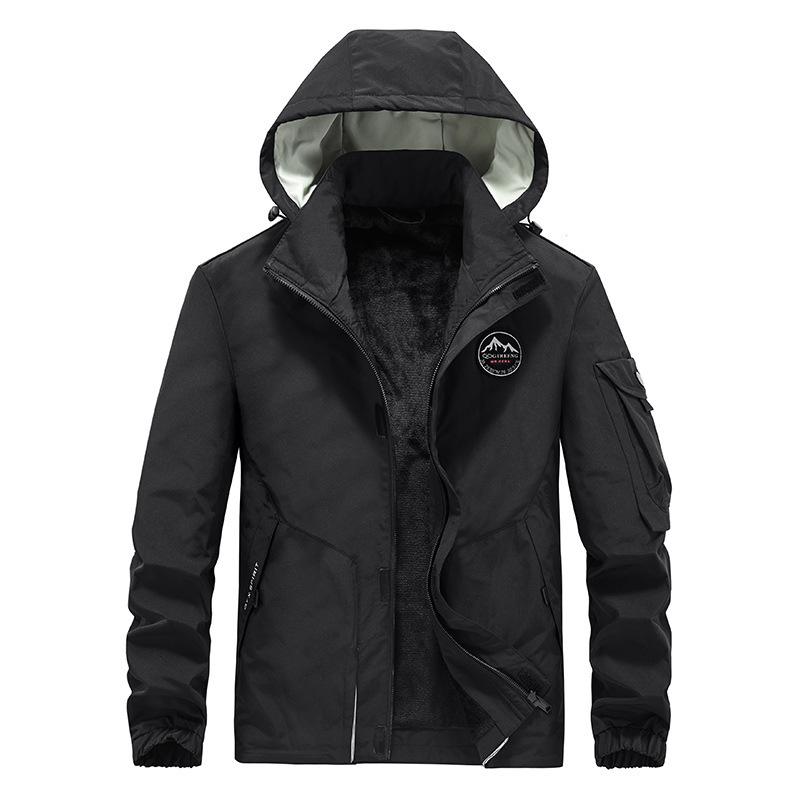 Autumn and Winter New Fleece Jacket Men's Military Tooling Large Size Multi-bag Can Be Off The Hat Thickened Jacket