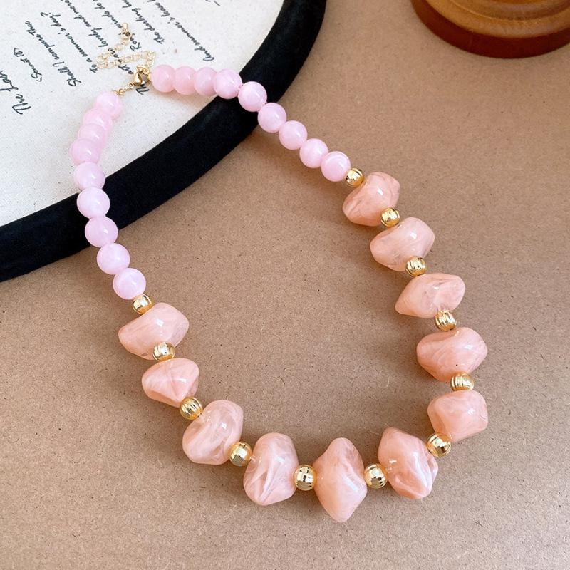 Elegant Summer Acrylic Beaded Necklace: Fashionable Round Clavicle Chain Jewelry