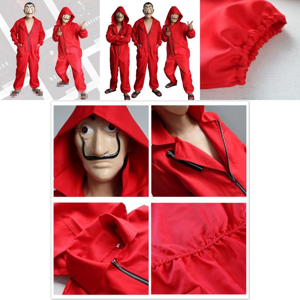 Salvador Dali Money Heist Cosplay Costume For Adults In Stylish Red Jumpsuit Design