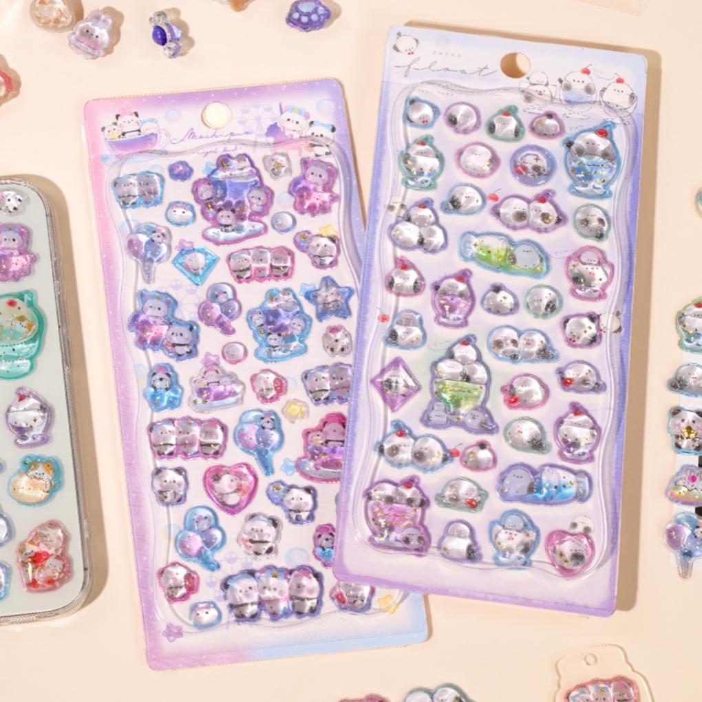 1 Pc/4 Pcs Japanese Cartoon Animals Drop 3D Relief Stickers Scrapbooking Diy Journaling Sticker Cute Stationery Sticker Gift