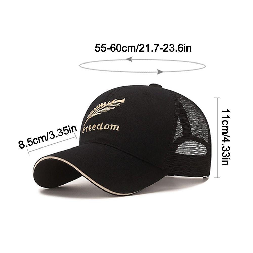 Fashion Wheat Embroideried Mesh Baseball Cap Breathable Adjustable Sun Hat Wide Brim Peaked Cap Outdoor Sports