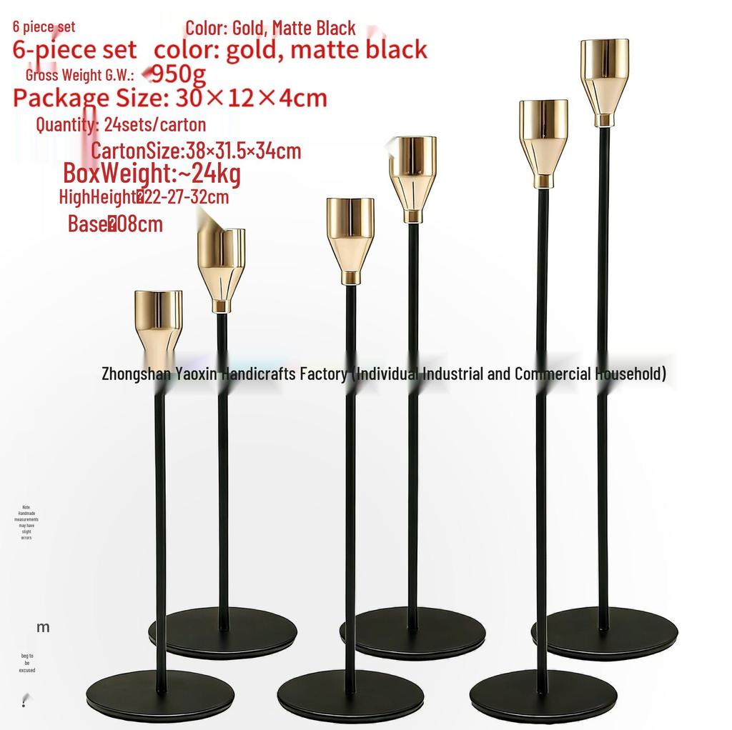 European Wrought Iron Candle Holder Set - Retro Three-Piece Wedding and Home Decor