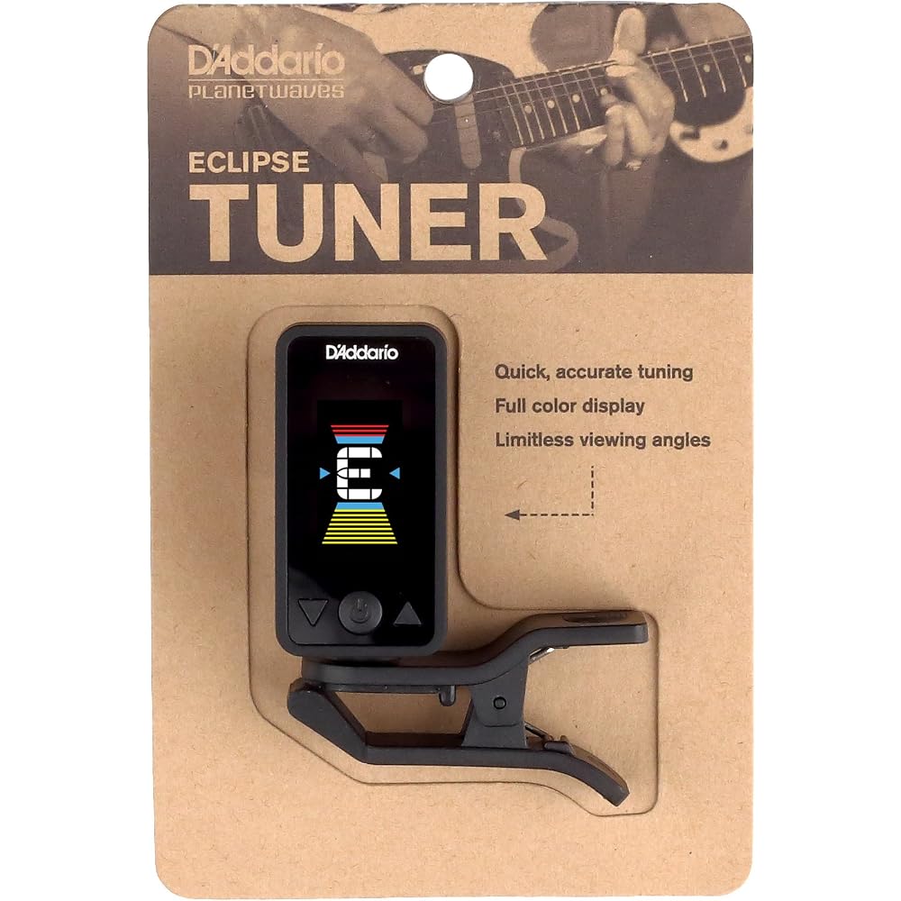 D'Addario Eclipse Tuner Chromatic Clip-On Tuner Full Color Display Black PW-CT-17BK