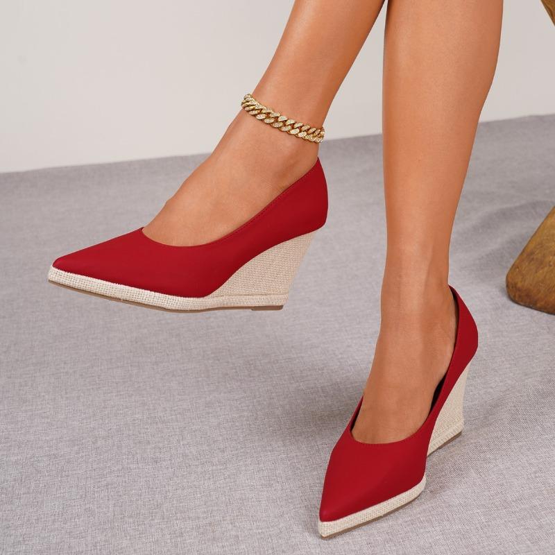 Neue Frühjahrs- und Herbst-flache Einzel-Schuhe vielseitig und bequem dicke Sohle wasserdichtes Obermaterial High Heels Damen spitz Keilabsatz