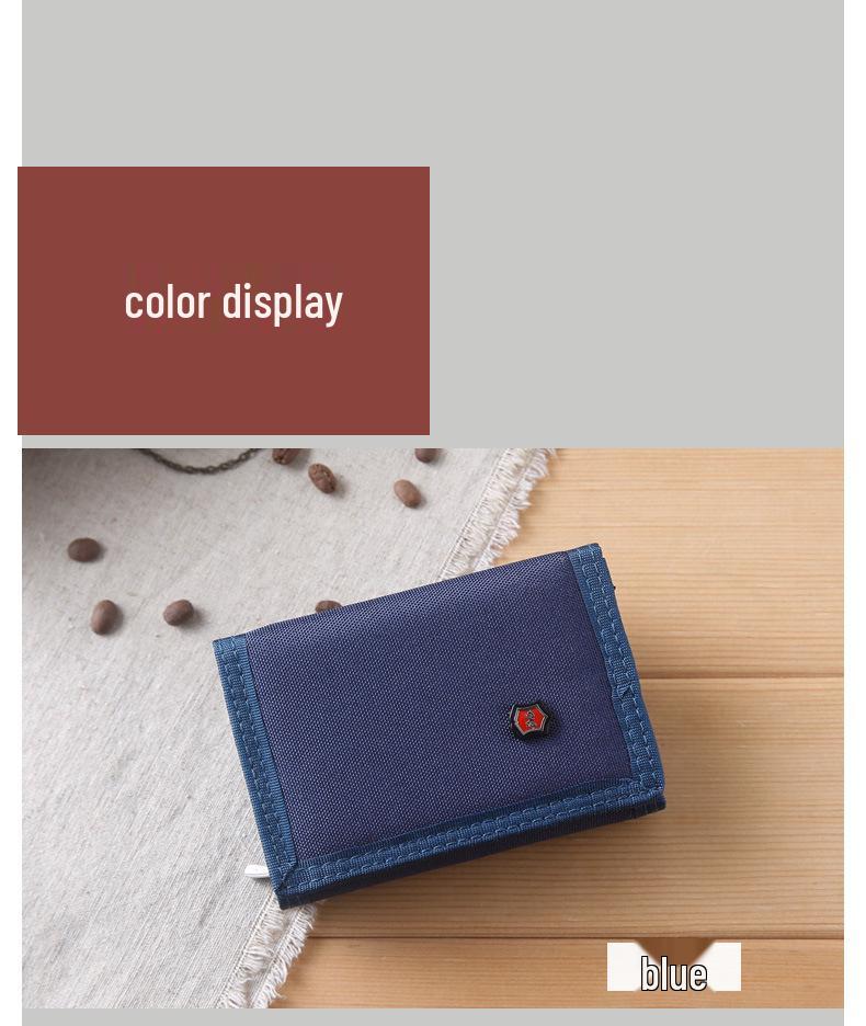 Men's Korean Style Canvas Tri-fold Wallet for Youth and Students