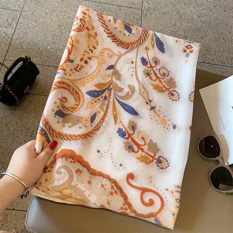Scarf Female Atmosphere Temperament, Flower Sun Protection, Summer Wear Outside, Dual-purpose Thin Shawl Scarf