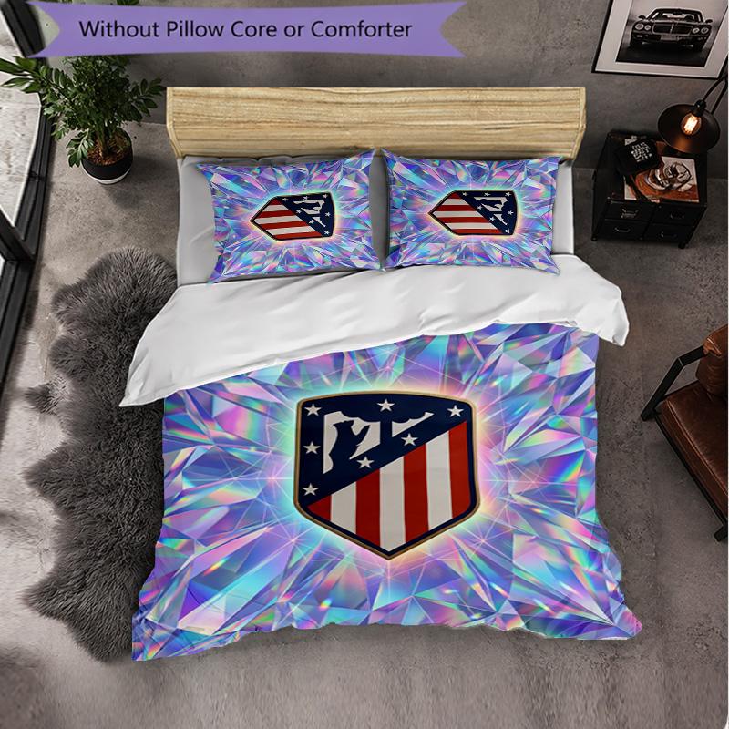 Set Lenzuola Atletico Madrid Modello 3 Pezzi Morbida Copripiumino in Microfibra con Federe per Camera da Letto