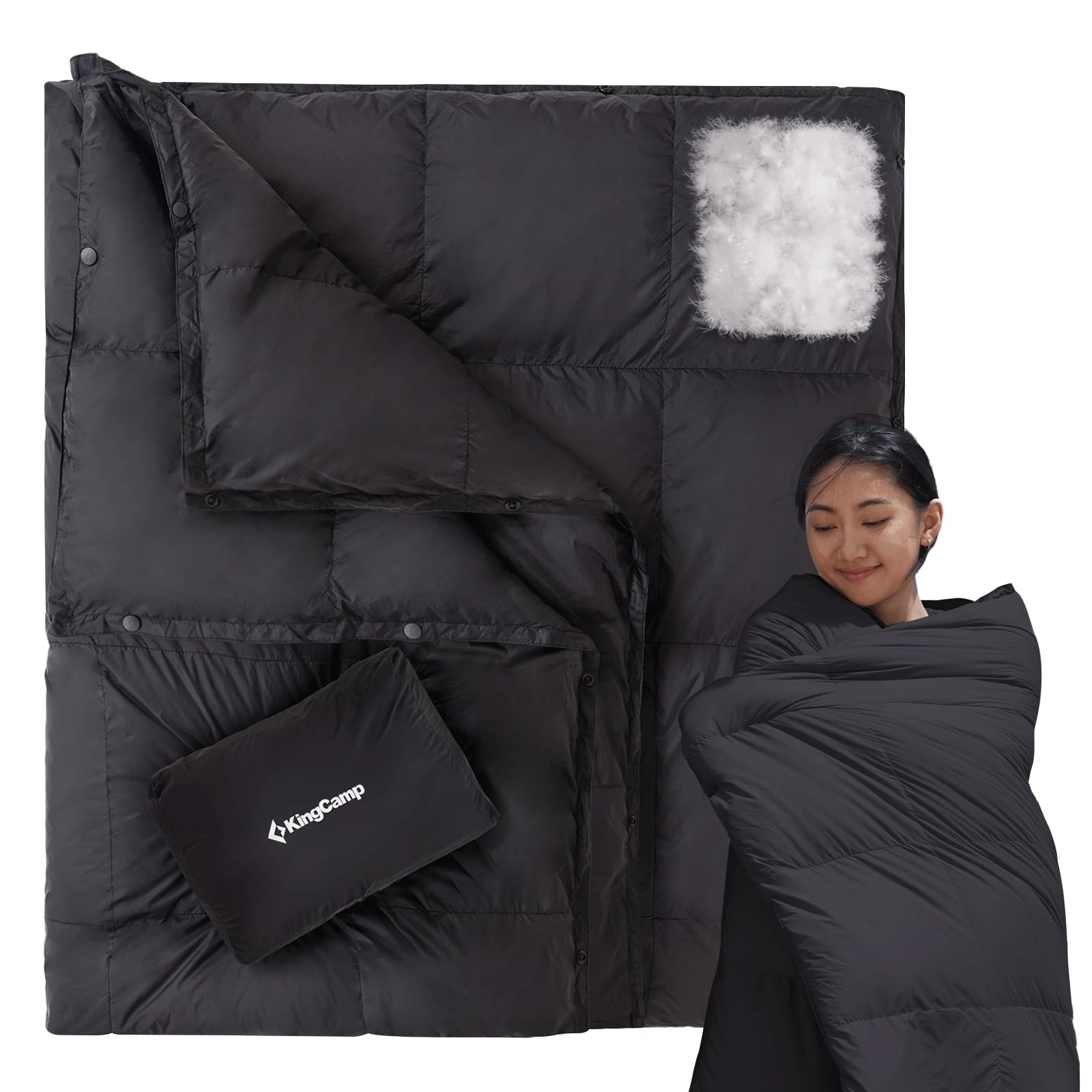 

for KingCamp Winter Down Blanket Perfect for Knee and Perfect for Car Indoor Emergency and Black [New 2025] FP650, Warm, Lightweight, Compact,