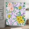 Beautiful Floral Shower CurtainLavender Pink with Yellow and Purple Flowers Waterproof Fabric for Bathroom Decorations