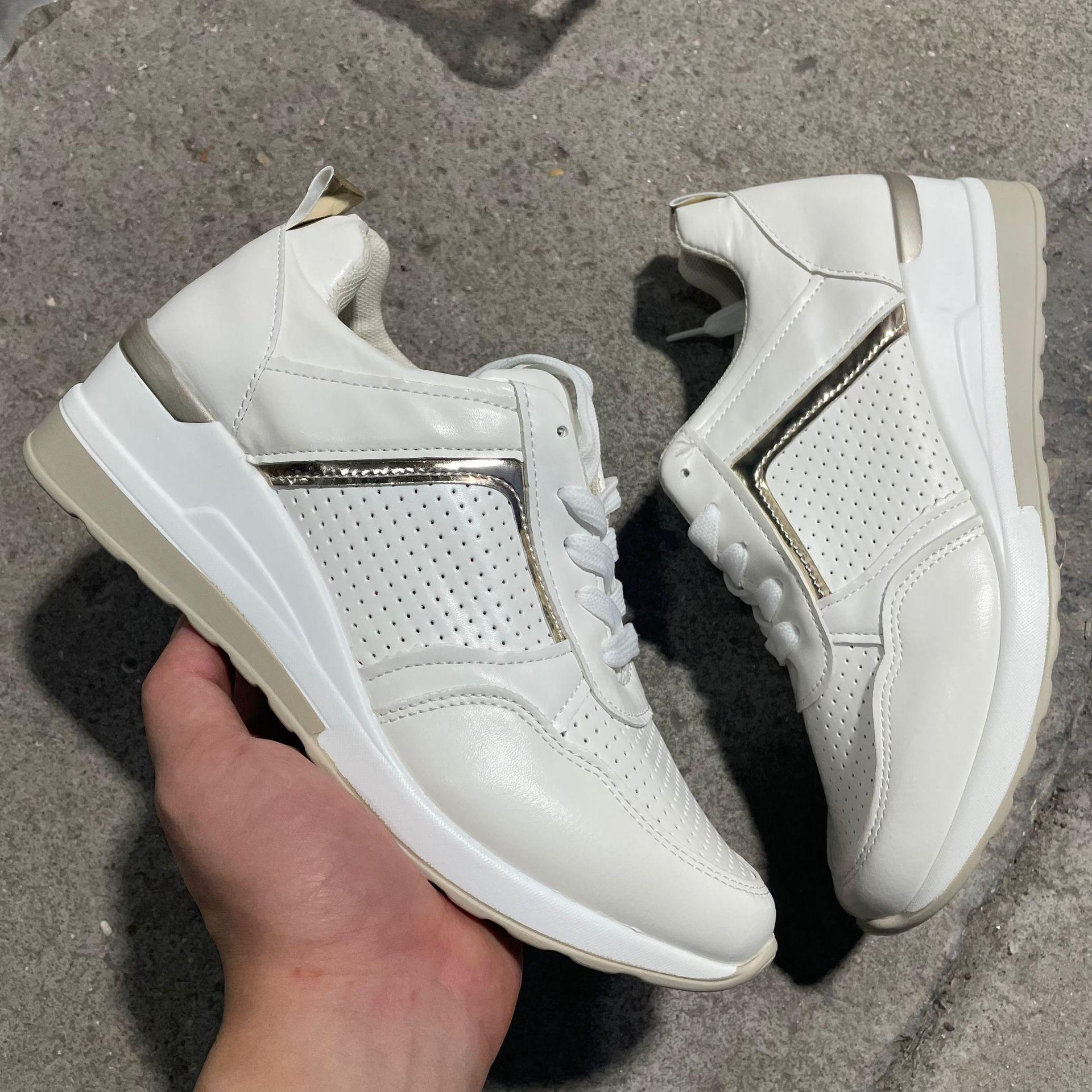 

Женские спортивные туфли больших размеров, повседневные сетчатые однотонные кроссовки на толстой подошве со шнуровкой, размеры 35-43 38 белый