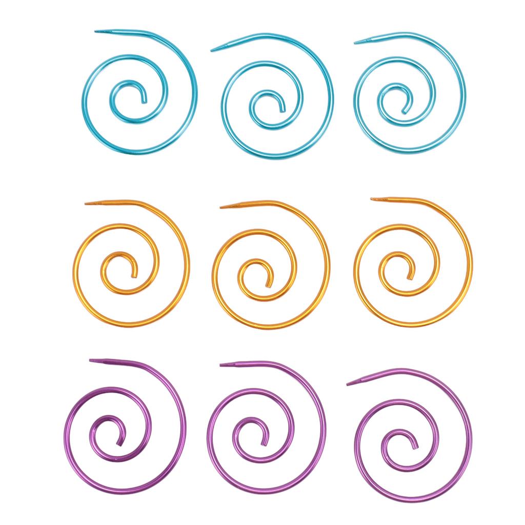 9Pcs Spiral Cable Knitting Needle Metal Circular Knitting Needle Cable Needle Shawl Pin with