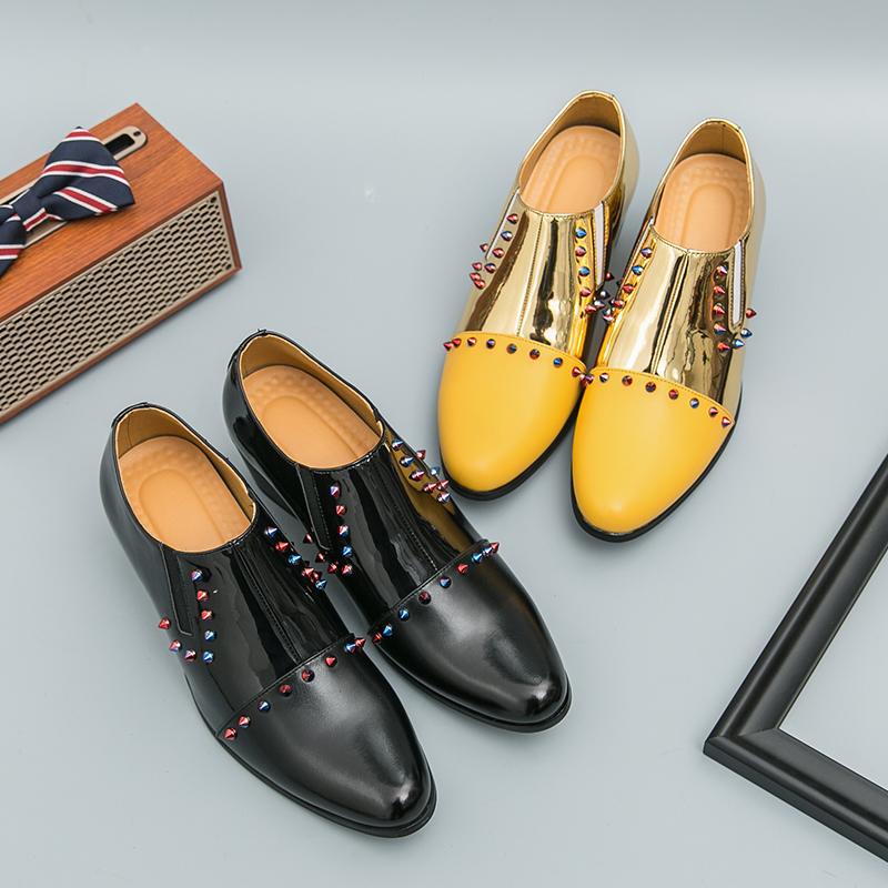 Men's Year Men's Shoes Fashion Casual Pointed Leather Shoes Business Height Increase Dress High Heel Leather