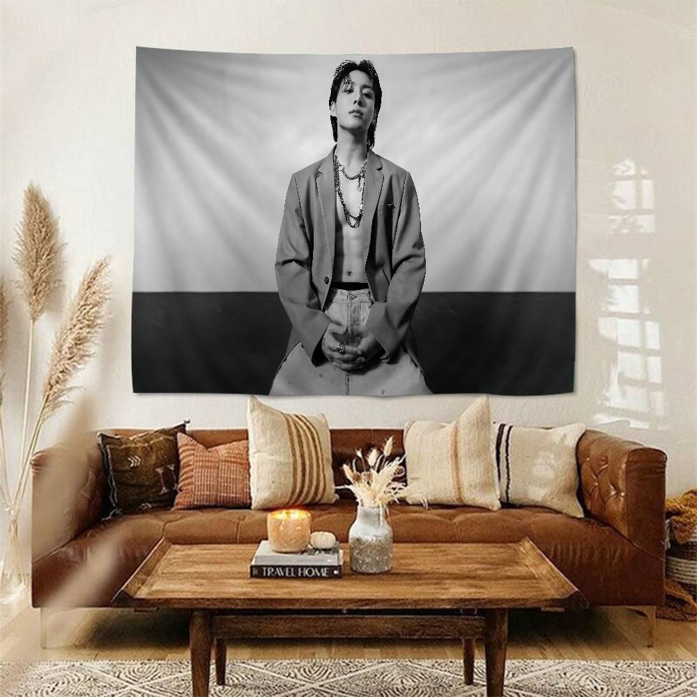 EEuphoria JJungkookKKPOP Anime Tapestry Hippie Flower Wall Carpets Dorm Decor Wall Hanging Home Decor